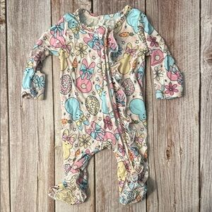 Caden Lane Pink and Blue Floral Footies One Piece